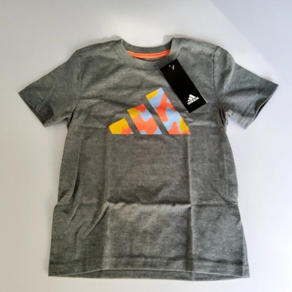 adidas Other - adidas Boys' Short Sleeve Cotton Jersey Logo T-Shirt Tee, Charcoal Grey Multi Ca